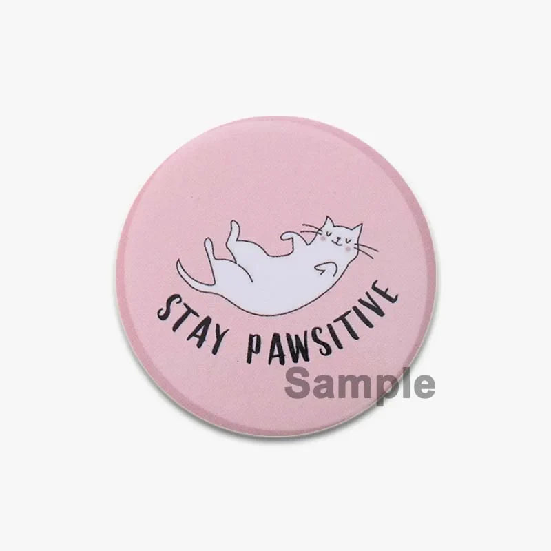 32/44/58mm Creative Round Animal Letter Pins Cartoon Character Funny