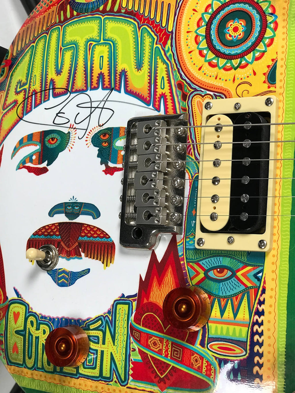 Carlos Santana Hand Autographed Corazon Art Graphics PRS SE Guitar w Case