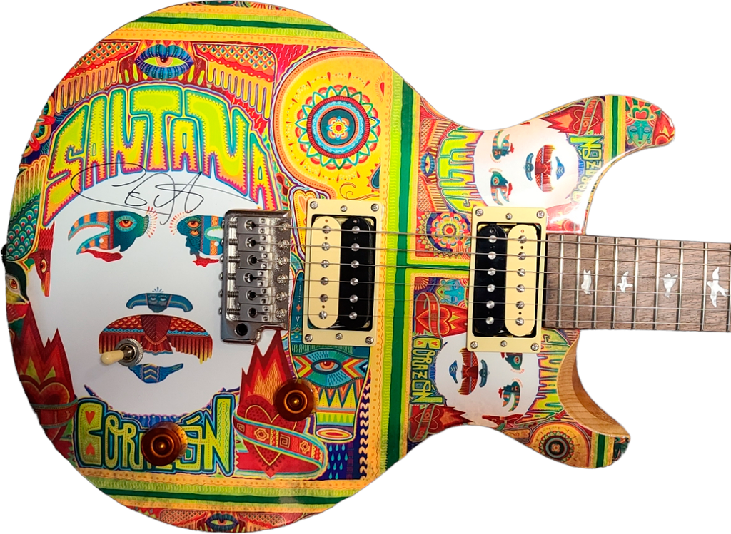 Carlos Santana Hand Autographed Corazon Art Graphics PRS SE Guitar w Case