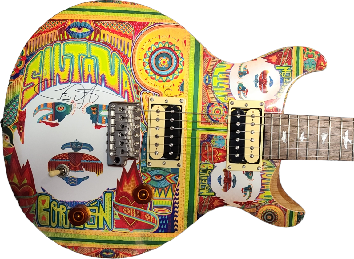 Carlos Santana Hand Autographed Corazon Art Graphics PRS SE Guitar w Case