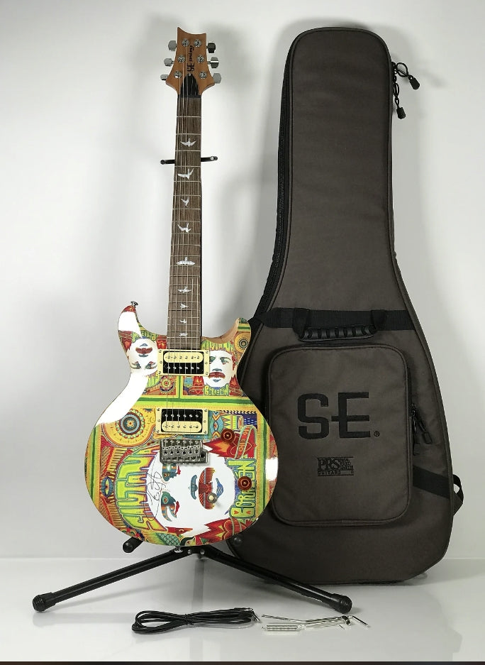 Carlos Santana Hand Autographed Corazon Art Graphics PRS SE Guitar w Case