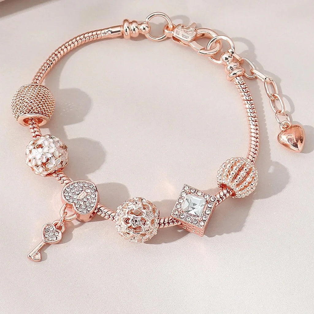 Bohemian Pink Cherry Blossom Love Bracelet Pendant Bead Design Summer