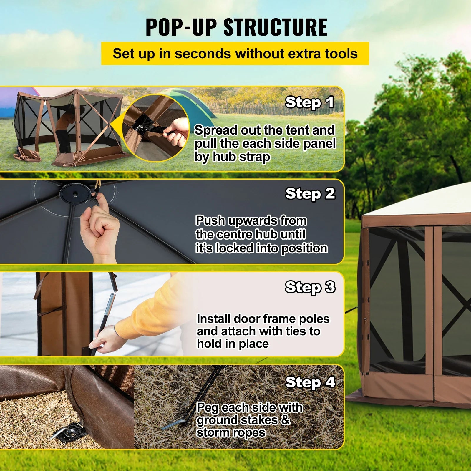 SucceBuy Pop Up Camping Gazebo Sun Shade Canopy Shelter