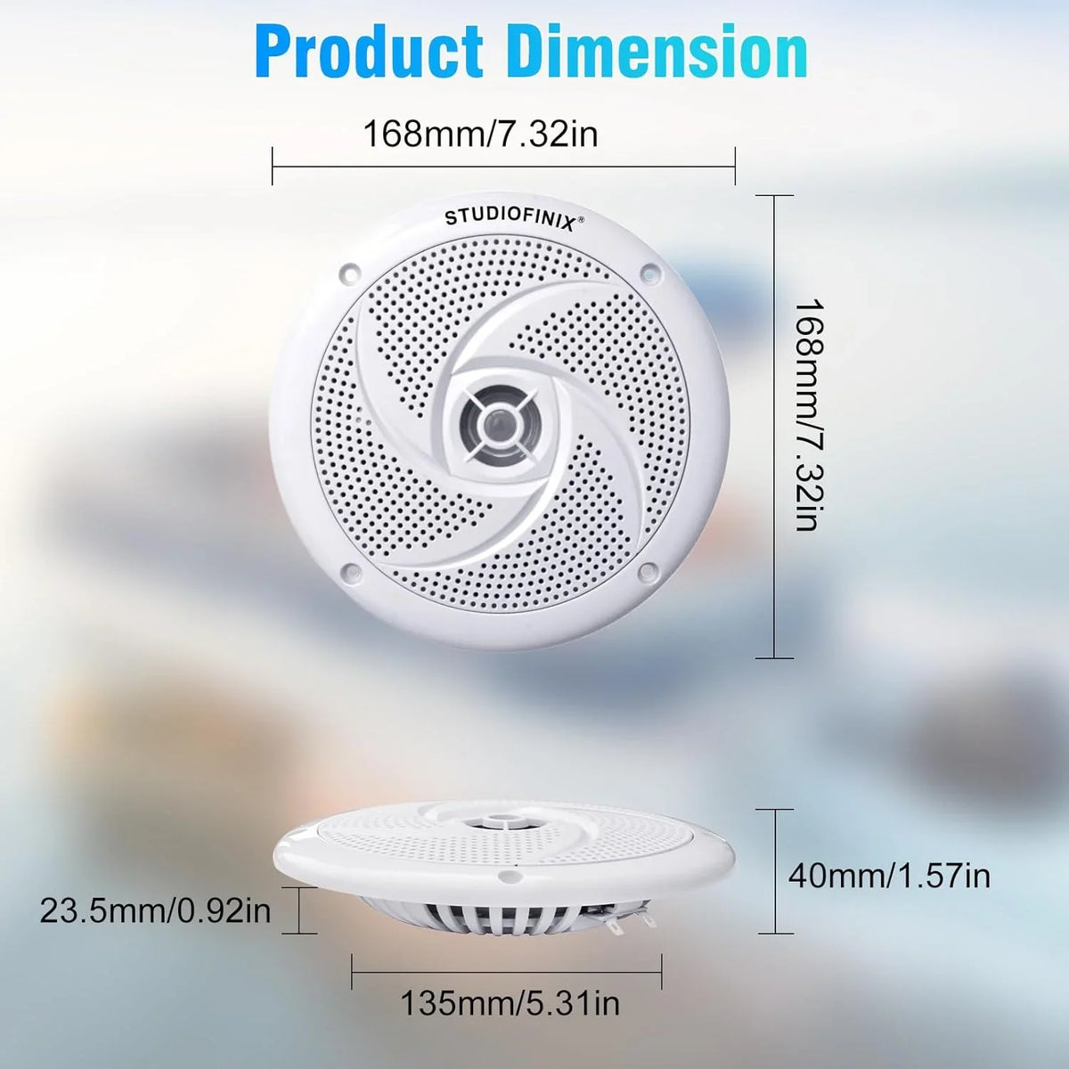 6.5 in LED Marine Speakers for Golf Carts, Low-Profile, Pair