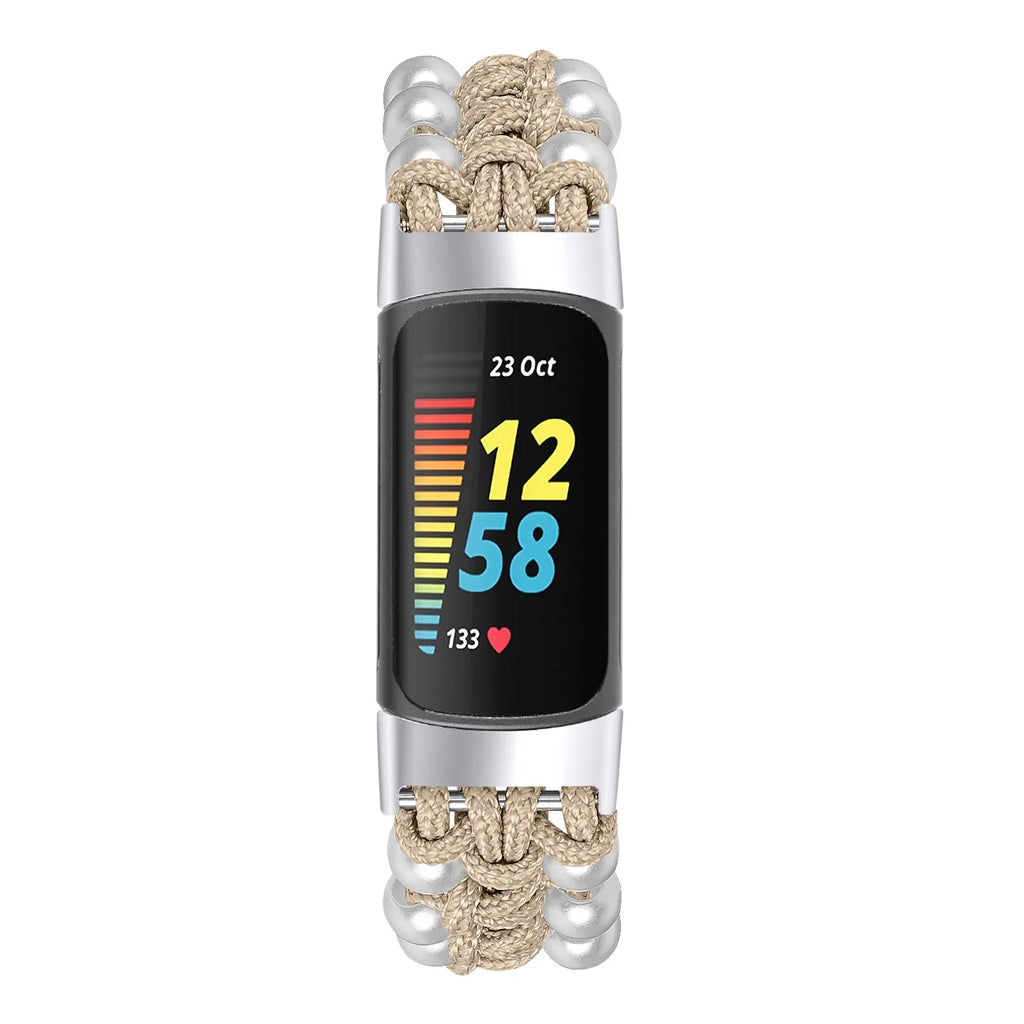 Fitbit Charge 2 / 3 / 4 / 5 / 6 Pearl-Style Braided Rope Band