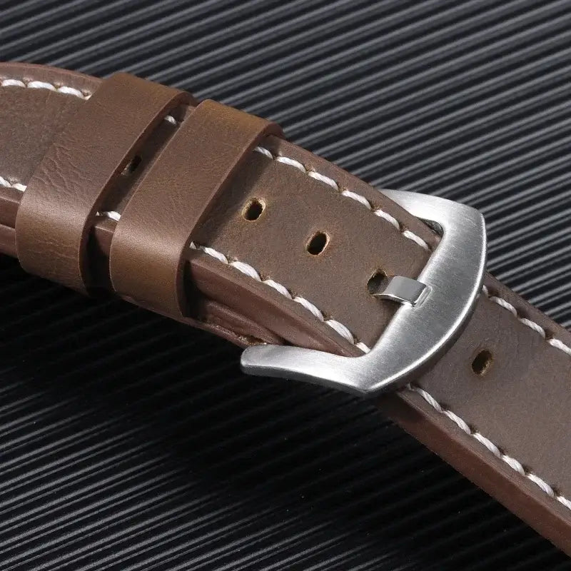 Garmin 18/20/22mm Quick Release Smooth Leather Band with Stitching Options