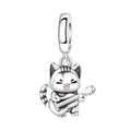 Hot Sale 925 Sterling Silver Dog Cat Cute Pet Animals Pendant Birthday Party Gift for Women Bangle Bracelet Necklace DIY Jewelry