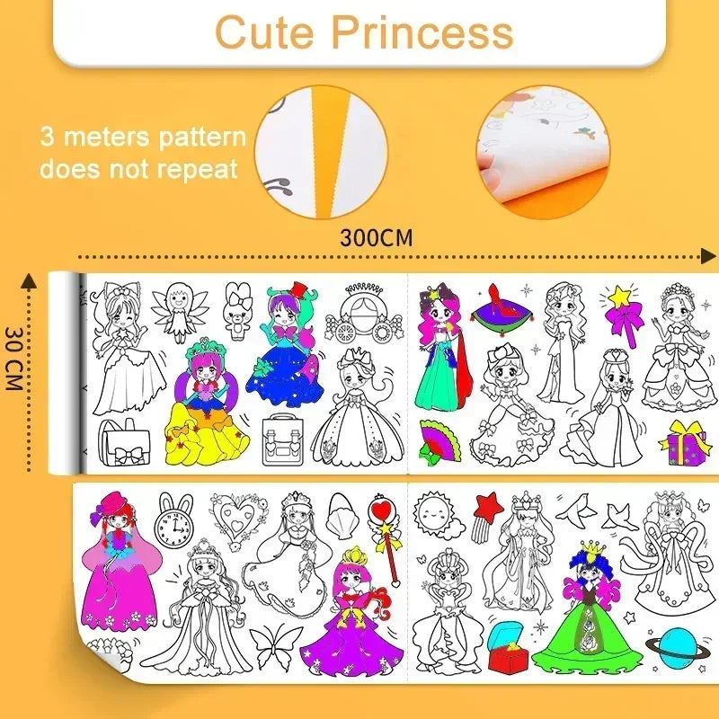 Children's Drawing Roll | Sticky Color Filling Paper for DIY Painting