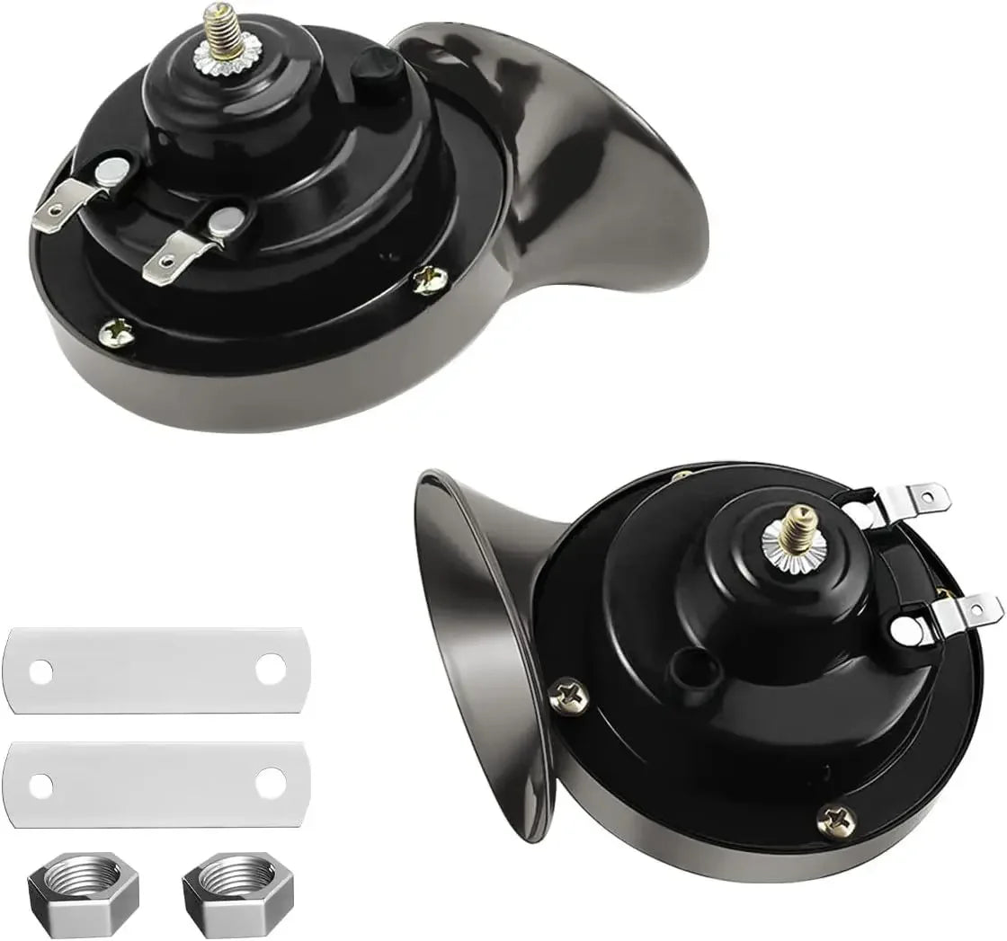 Loud 12V Snail Horn for Golf Carts, Red or Black, Single or Pair