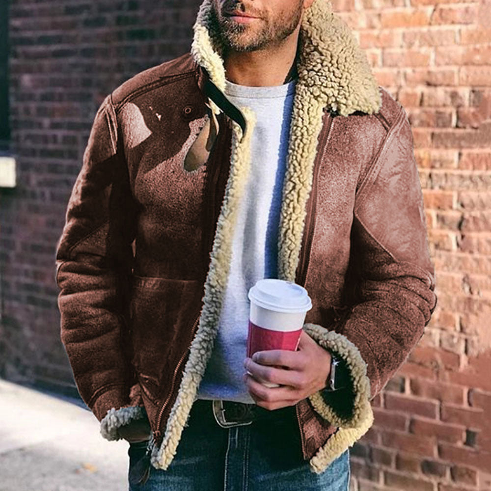 Mens Winter Jacket – Warm Motorcycle Biker Coat with Stand Collar