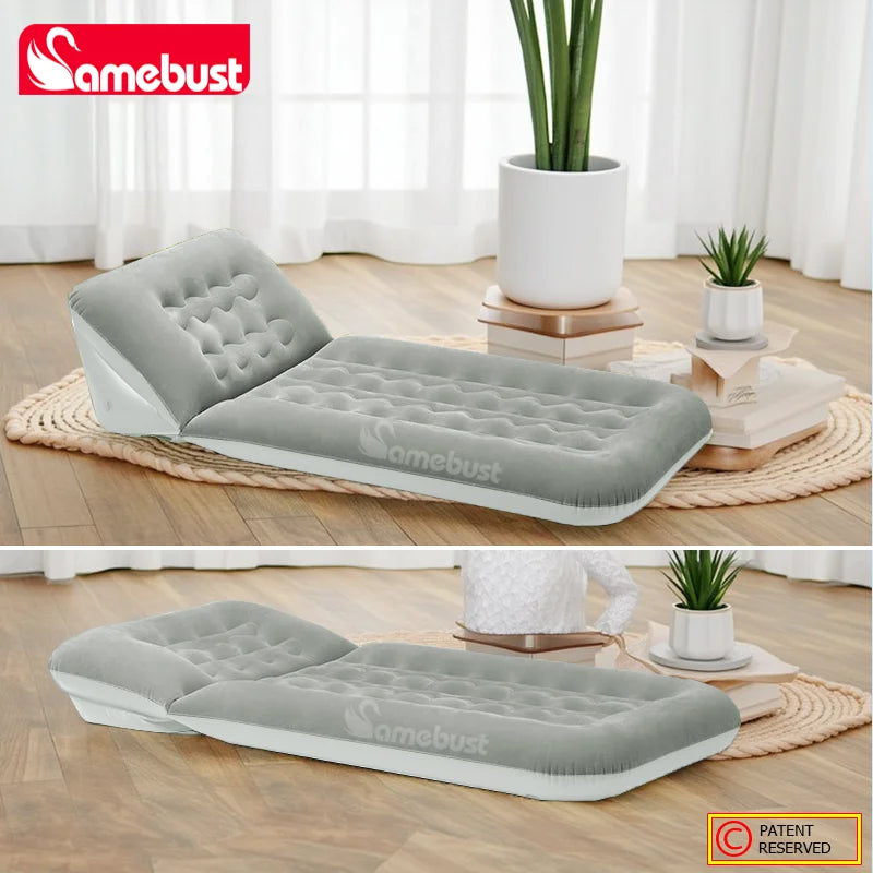 CAMEBUST Foldable Interior Air Mattress Inflatable Adjustable Sofa Bed Sleeping Mat for Home And Outdoor Use Brown/Grey