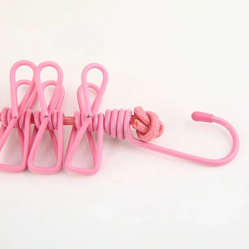 Portable Retractable Clothesline With 12 Clips For Outdoor Laundry Drying
