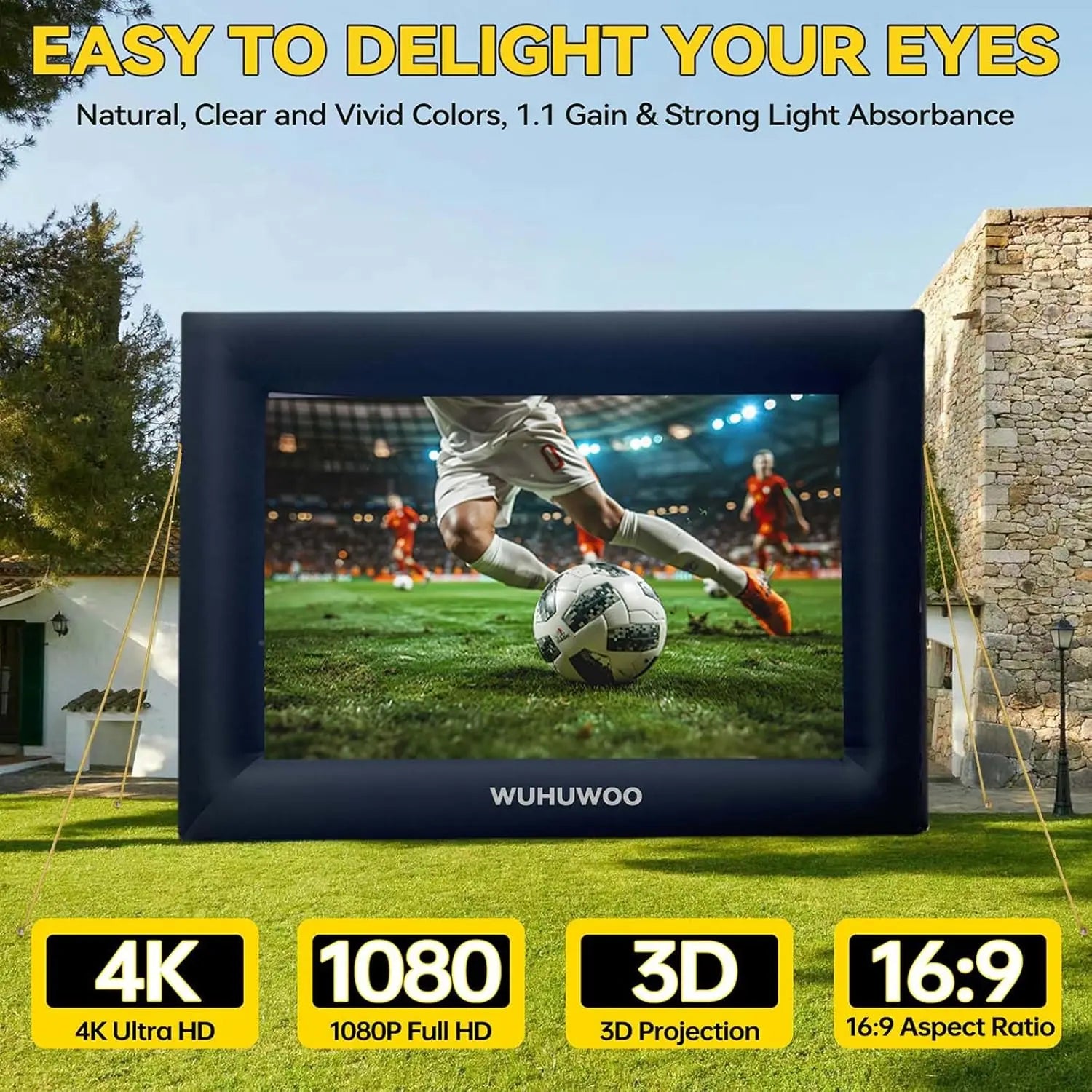 Inflatable Movie Screen With Air Blower For Backyard Viewing