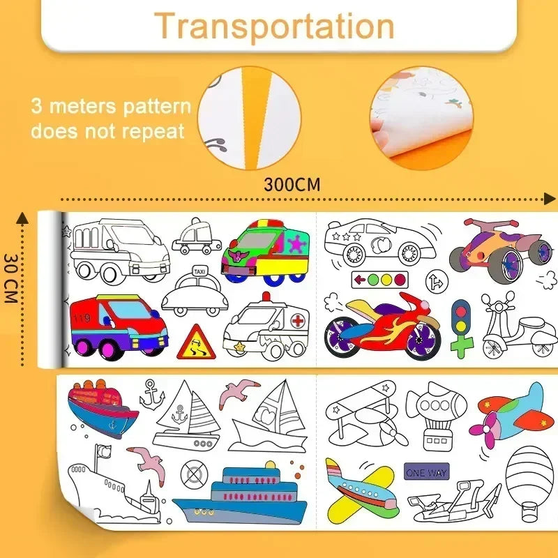Children's Drawing Roll | Sticky Color Filling Paper for DIY Painting