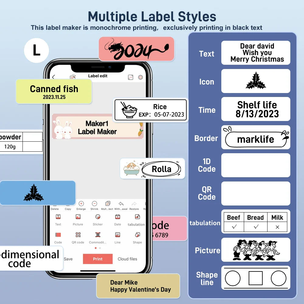 Marklife M1 Portable Bluetooth Label Printer With Self-Adhesive Paper