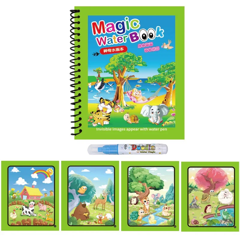 Kids Graffiti Picture Book With Refillable Water Pen | Magic Water Drawing Toy