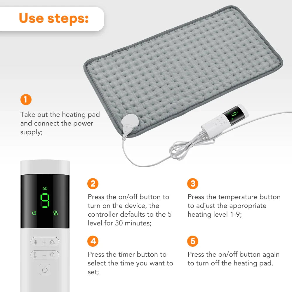Agdoad Electric Heating Pad For Cramps With 9 Temperature Settings