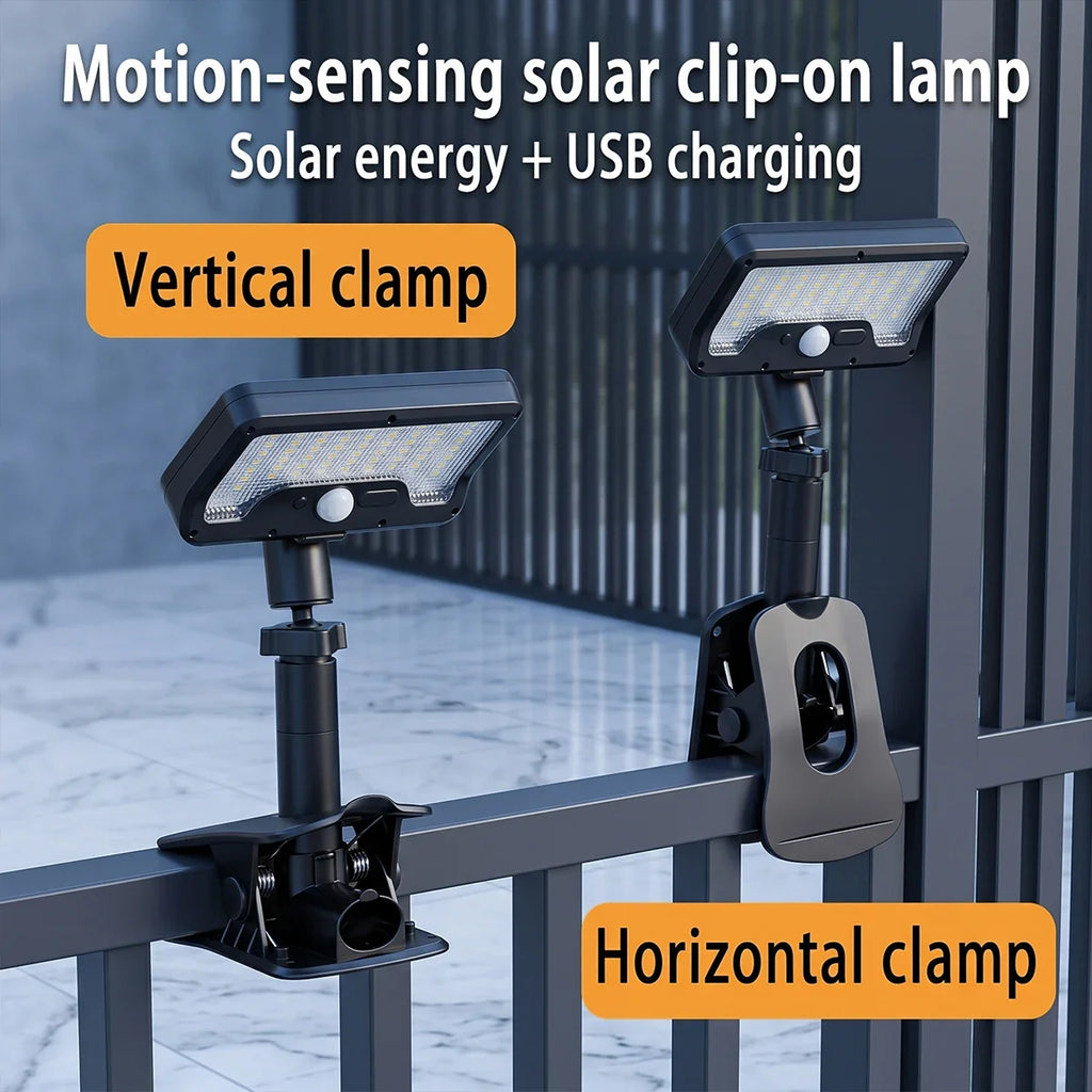 Clip-on Solar Outdoor Lights 92 LED Solar Motion Sensor Light 4 Lighting Modes Waterproof LED Street Light for Yard Garden Fence