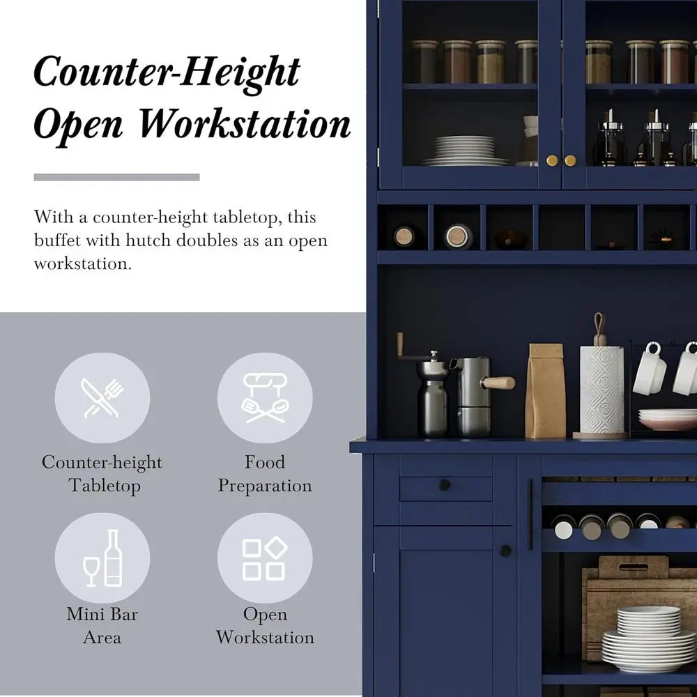 Kitchen Pantry Cabinet With Hutch And Wine Rack
