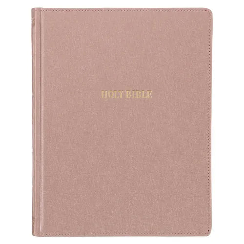 KJV Note-Taking Bible Large Print (Faux Leather Hardcover, Rose Gold) - Leather