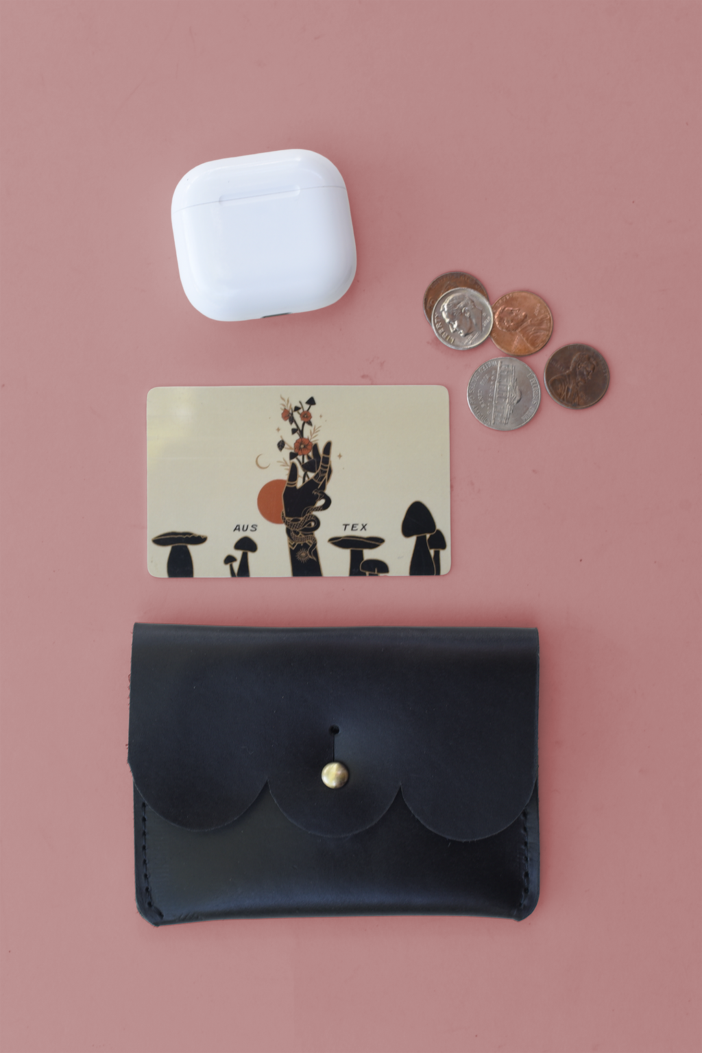 Scalloped Leather Card Carrier