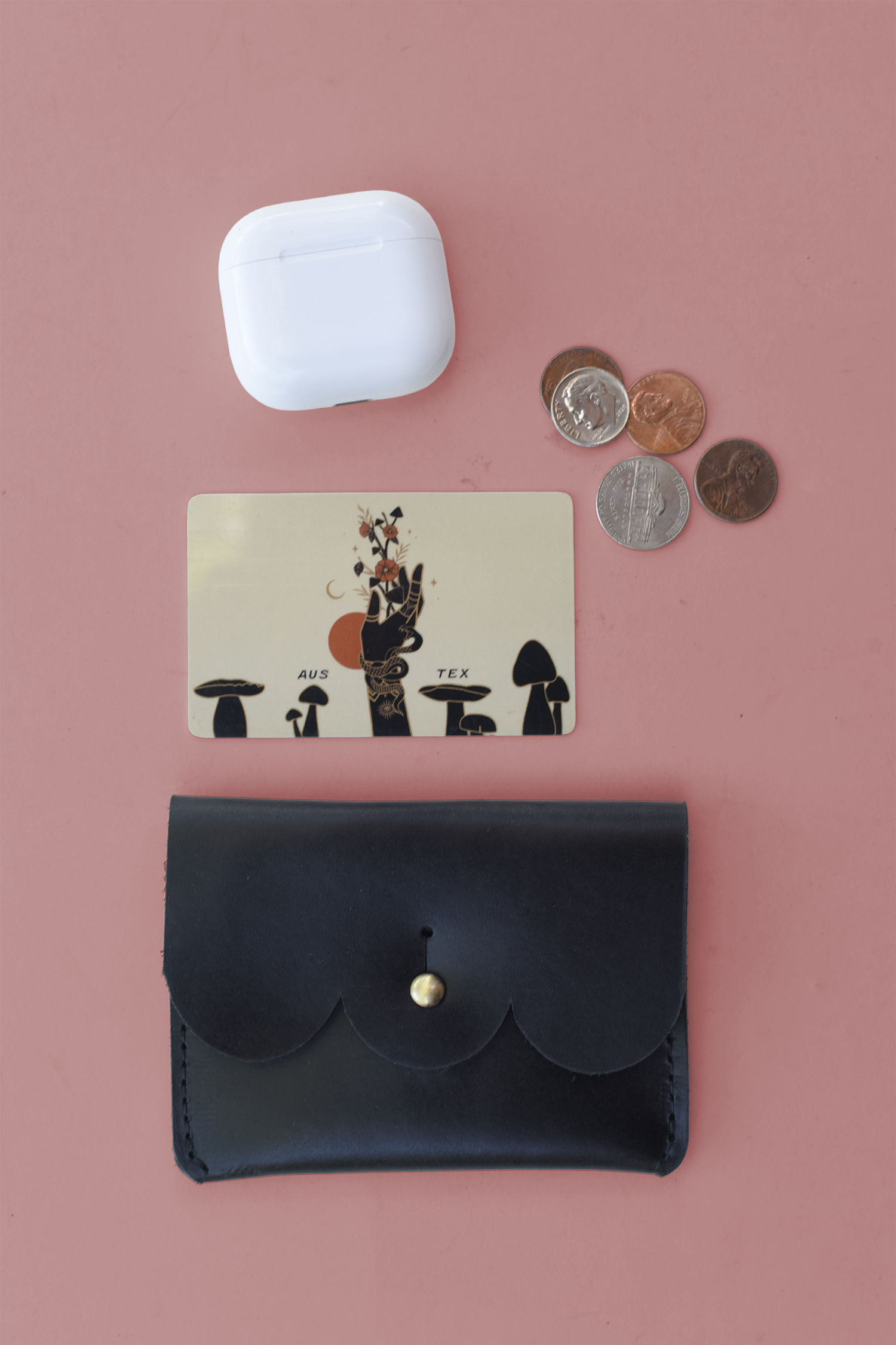Scalloped Leather Card Carrier