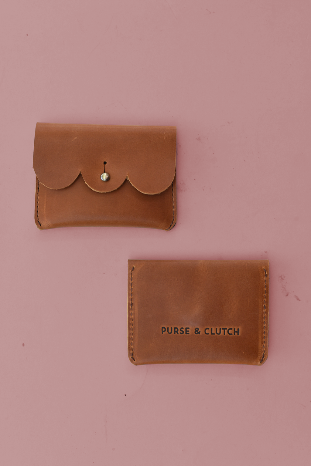 Scalloped Leather Card Carrier