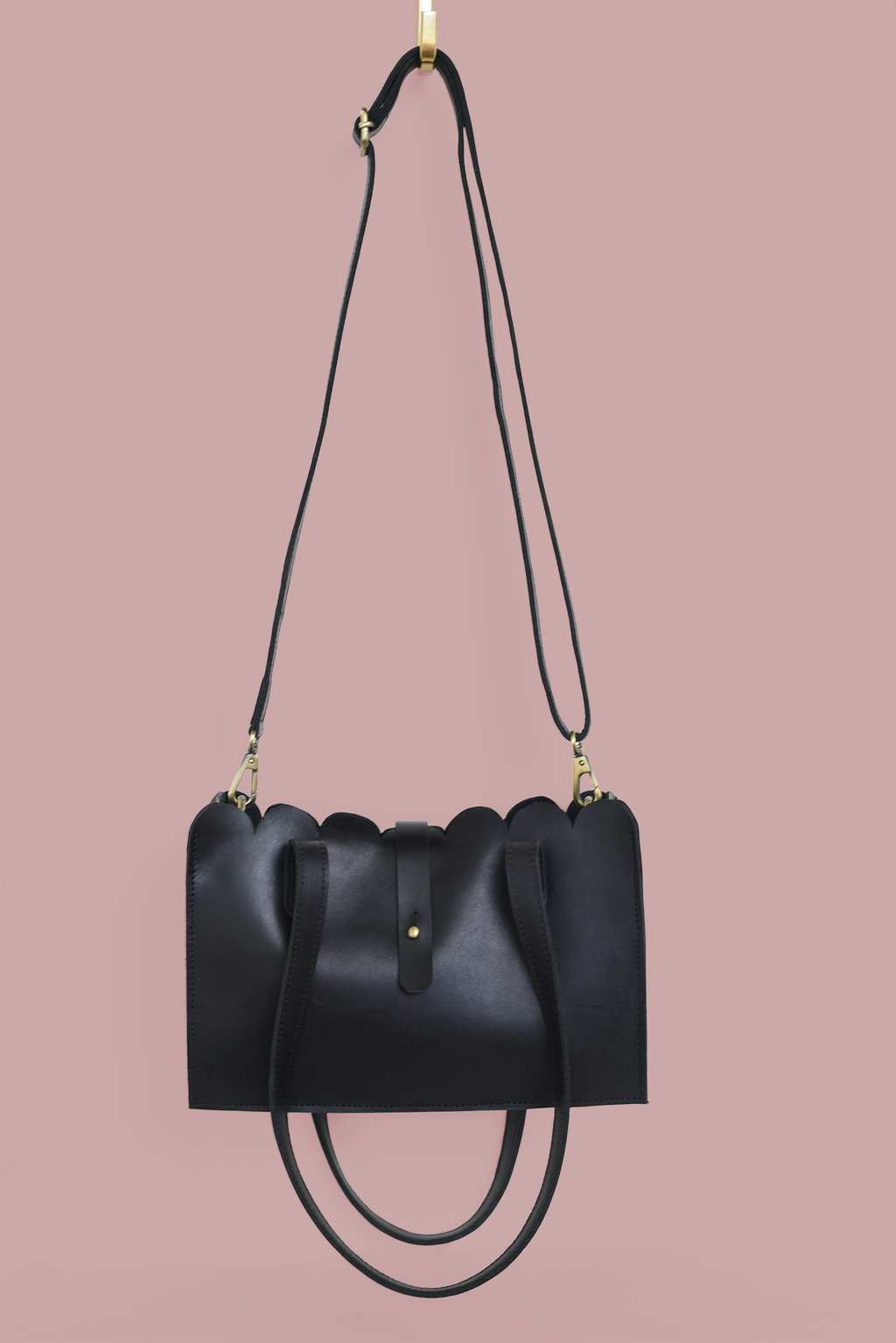 Scalloped Convertible Midsized Handbag