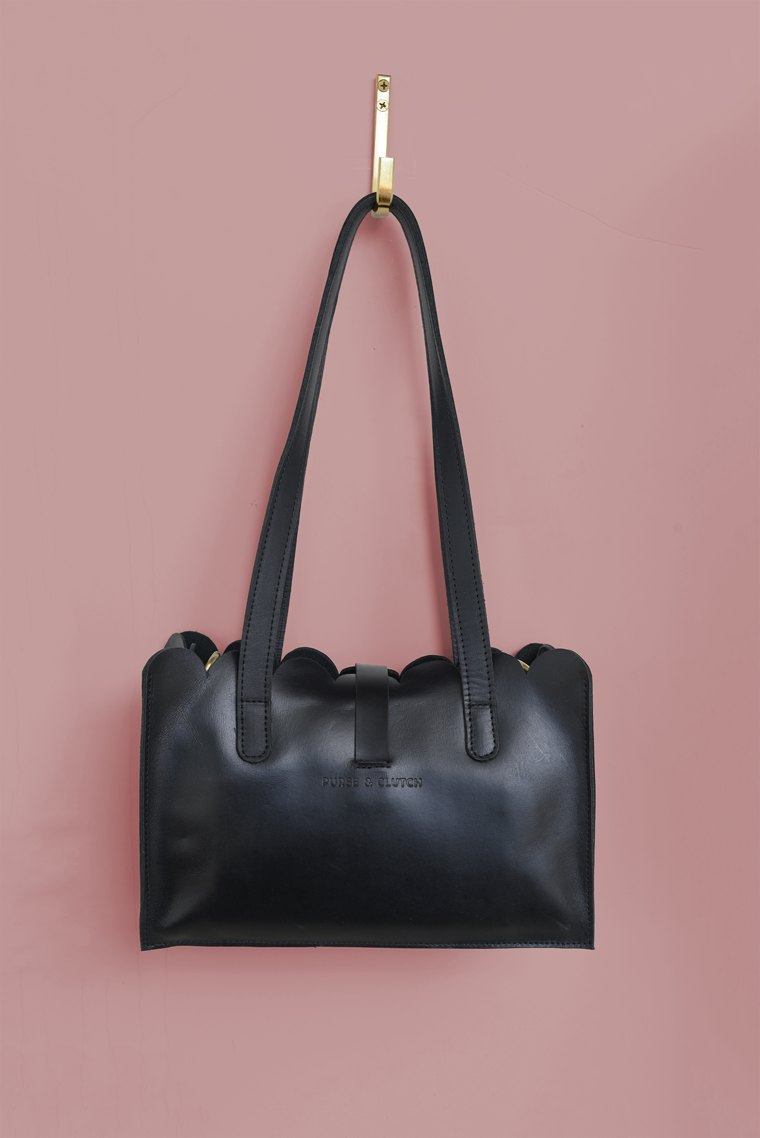 Scalloped Convertible Midsized Handbag