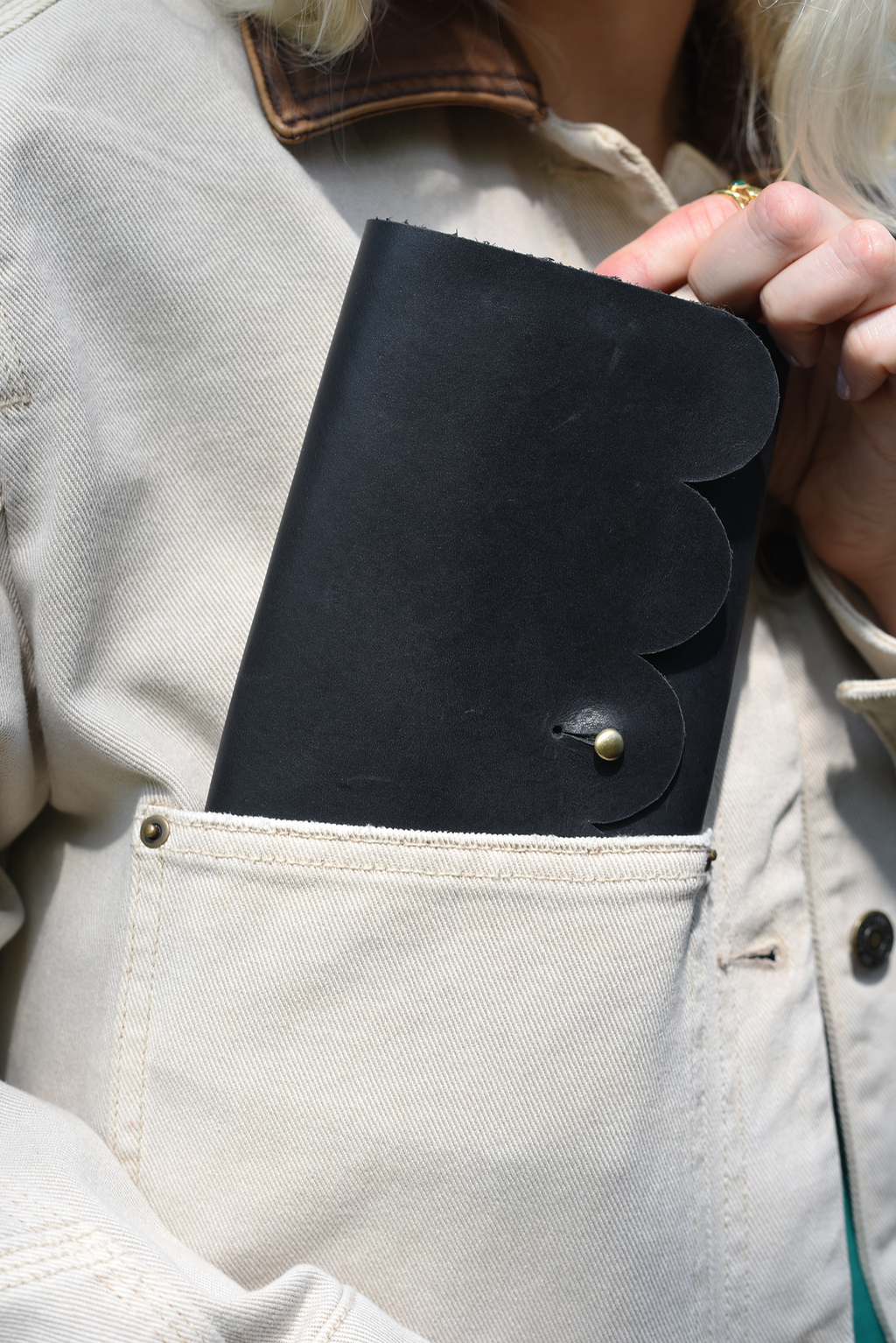 Scalloped Fold Over Leather Wallet