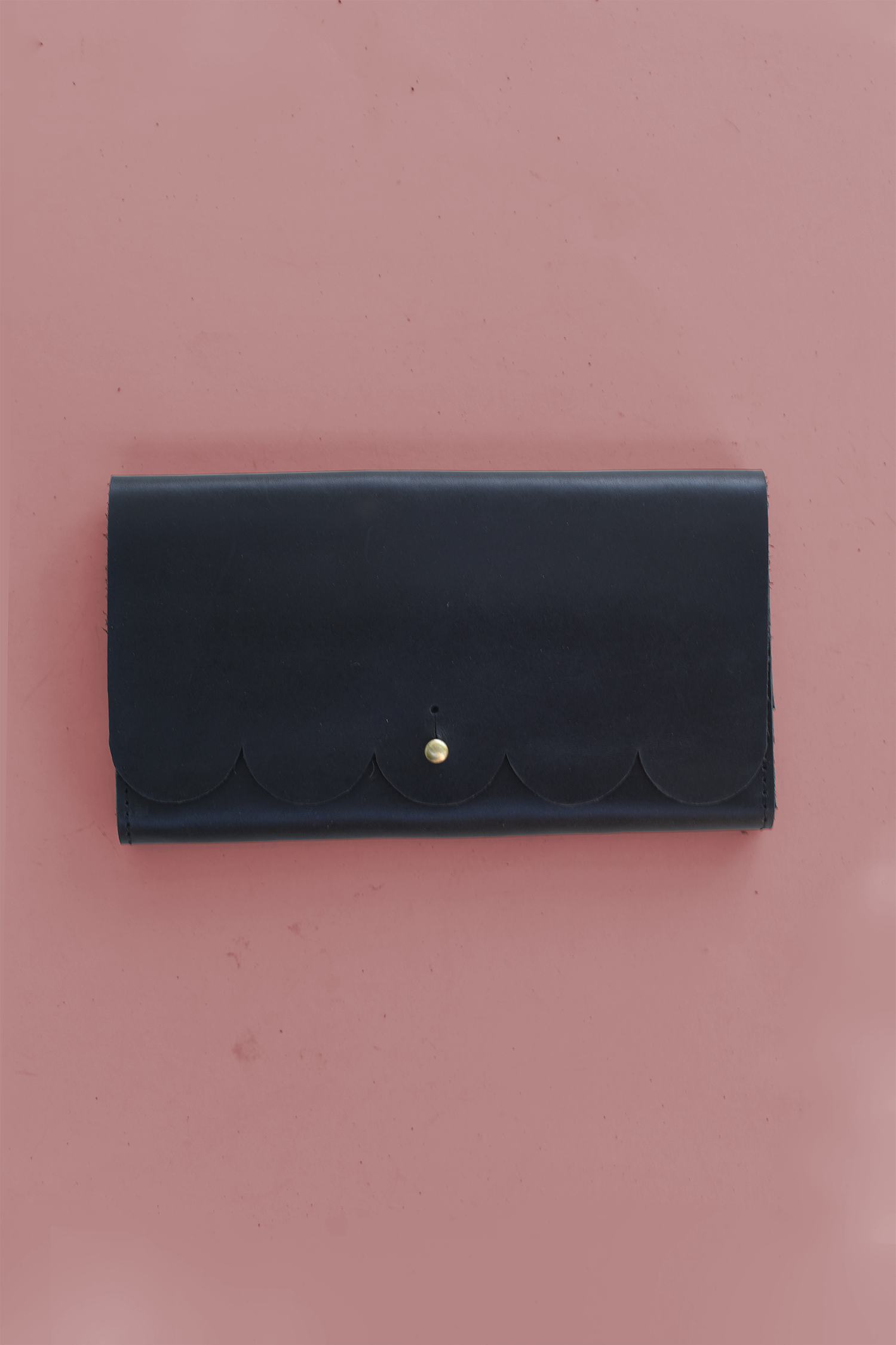 Scalloped Fold Over Leather Wallet