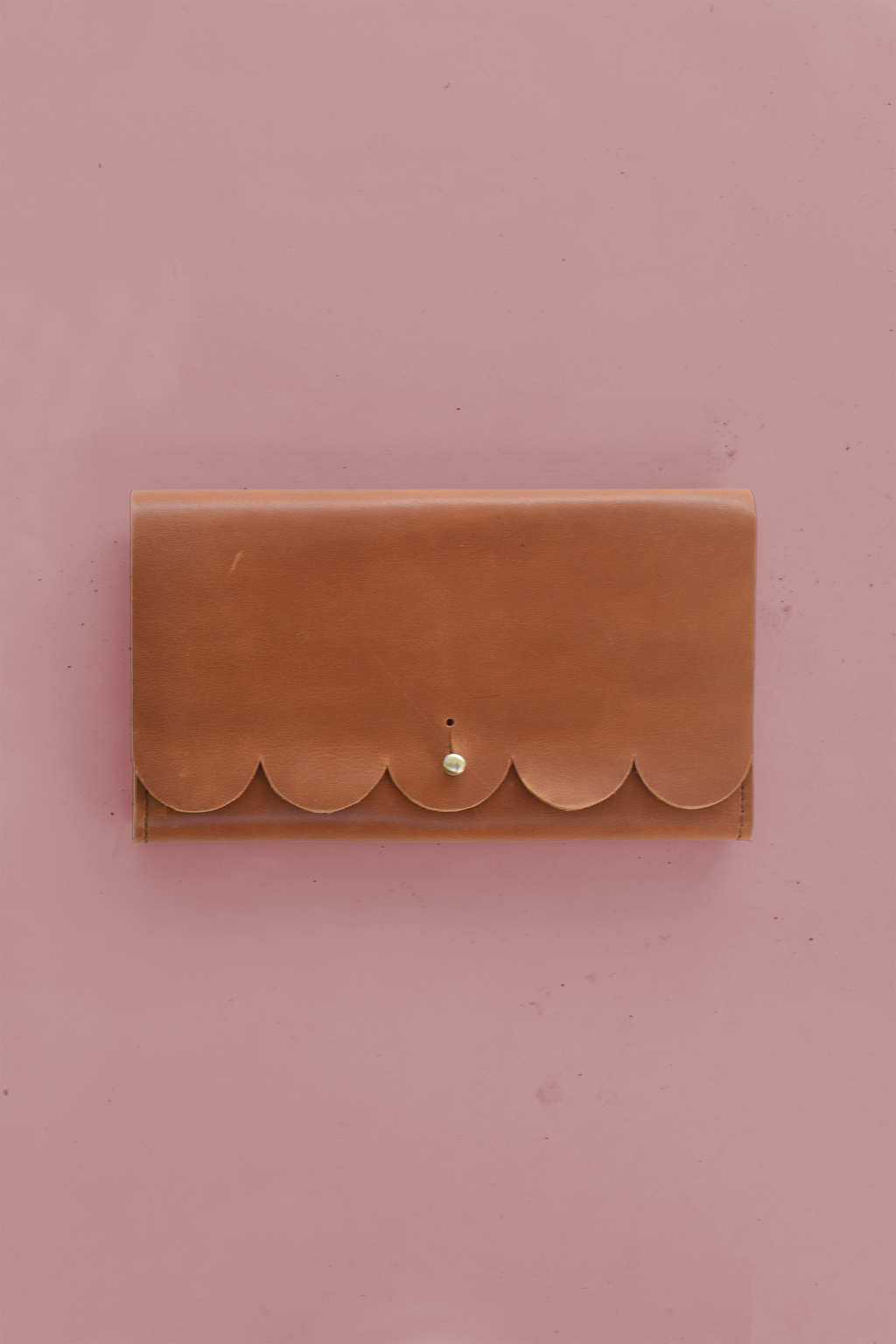 Scalloped Fold Over Leather Wallet