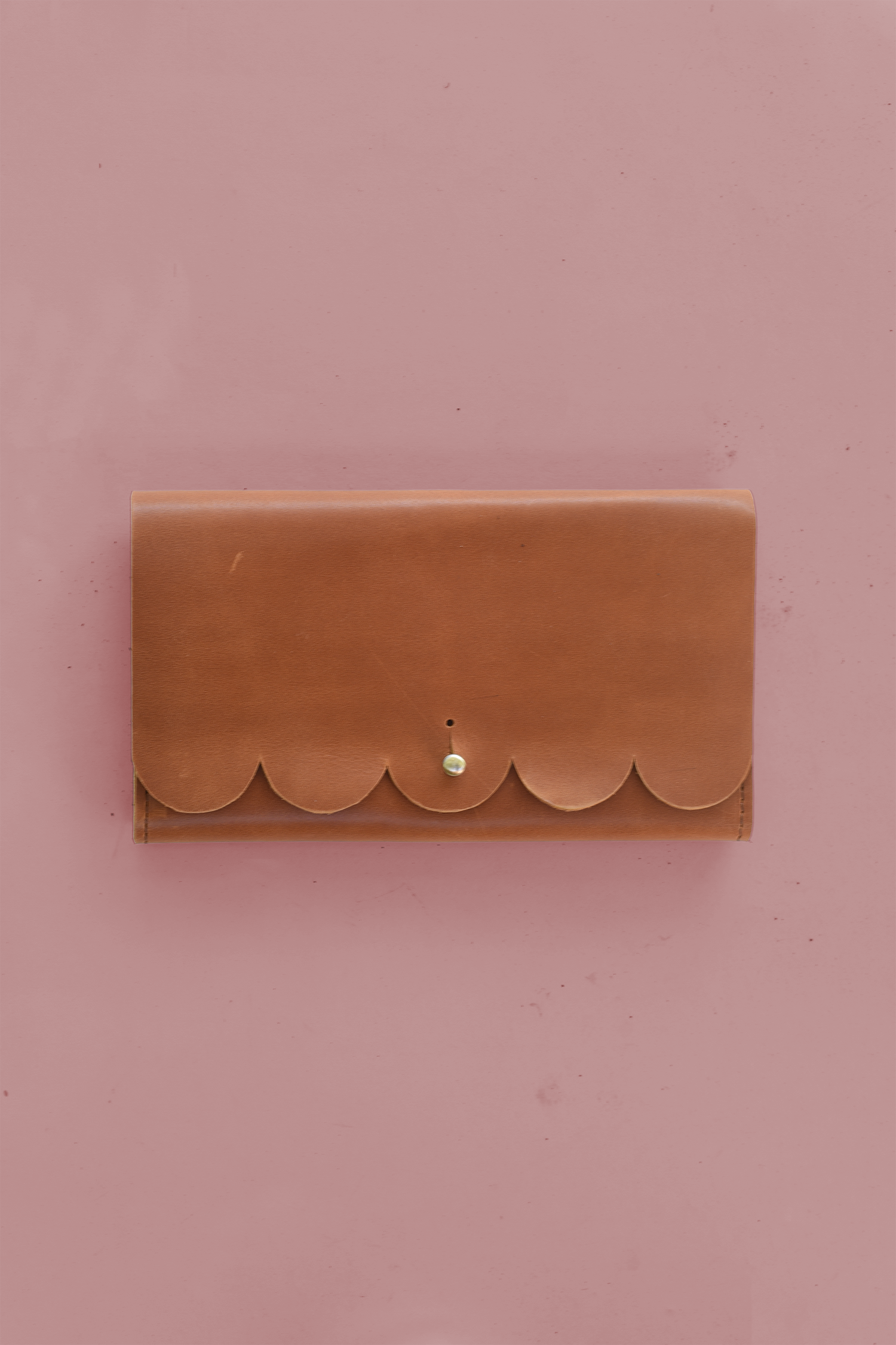 Scalloped Fold Over Leather Wallet