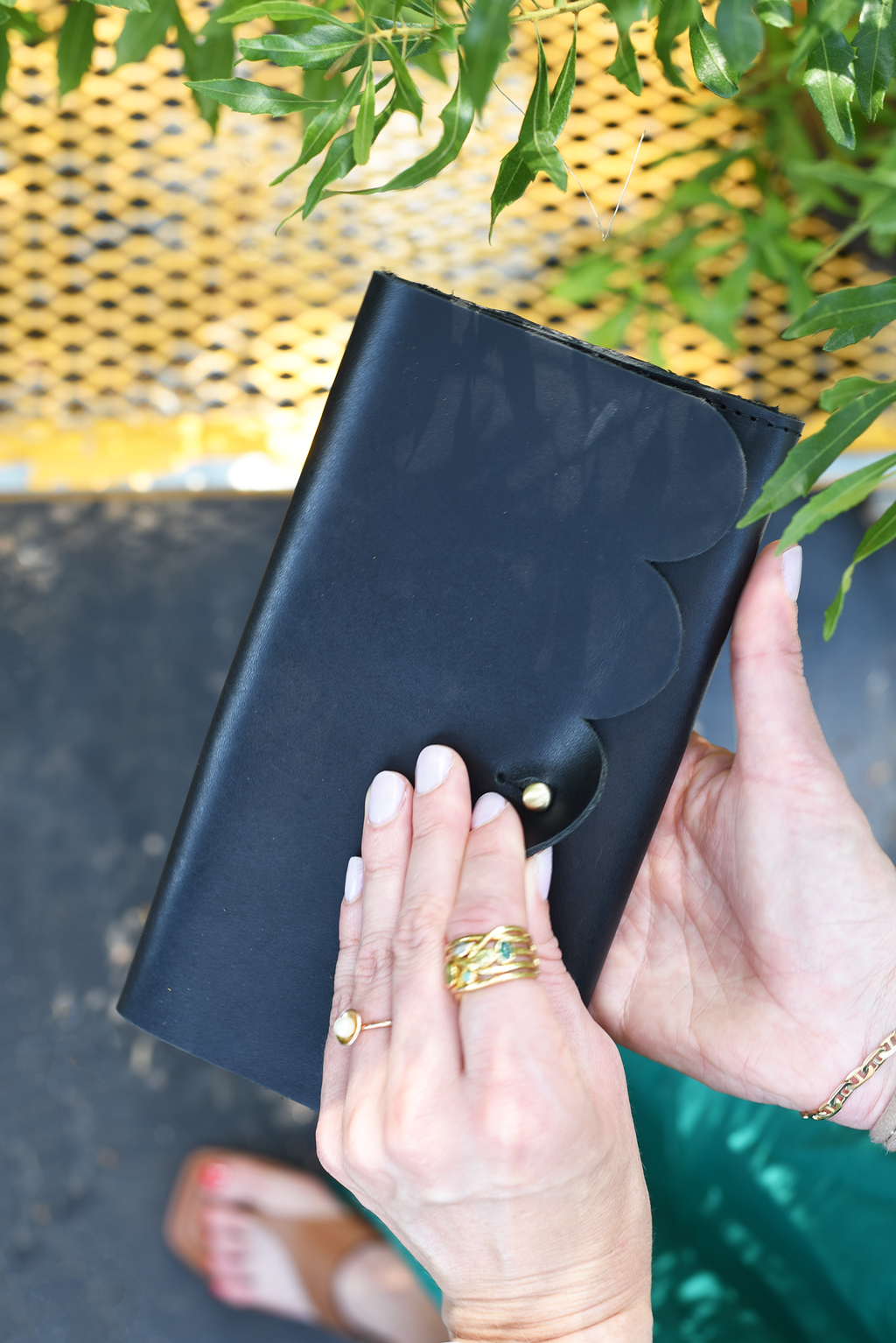 Scalloped Fold Over Leather Wallet