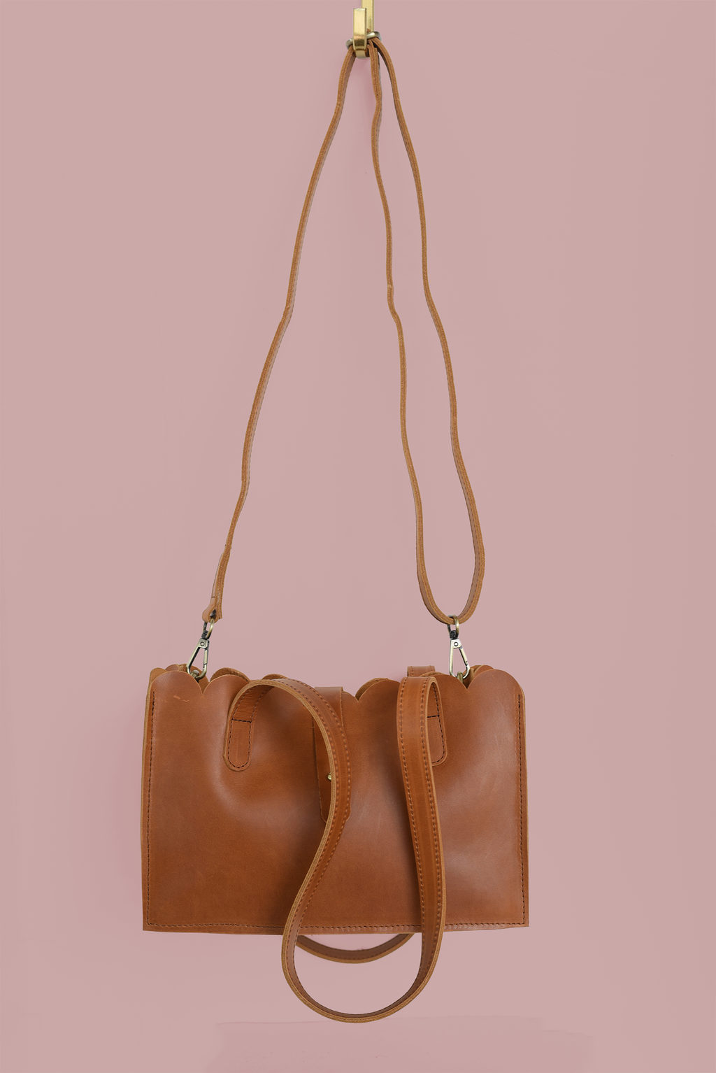 Scalloped Convertible Midsized Handbag