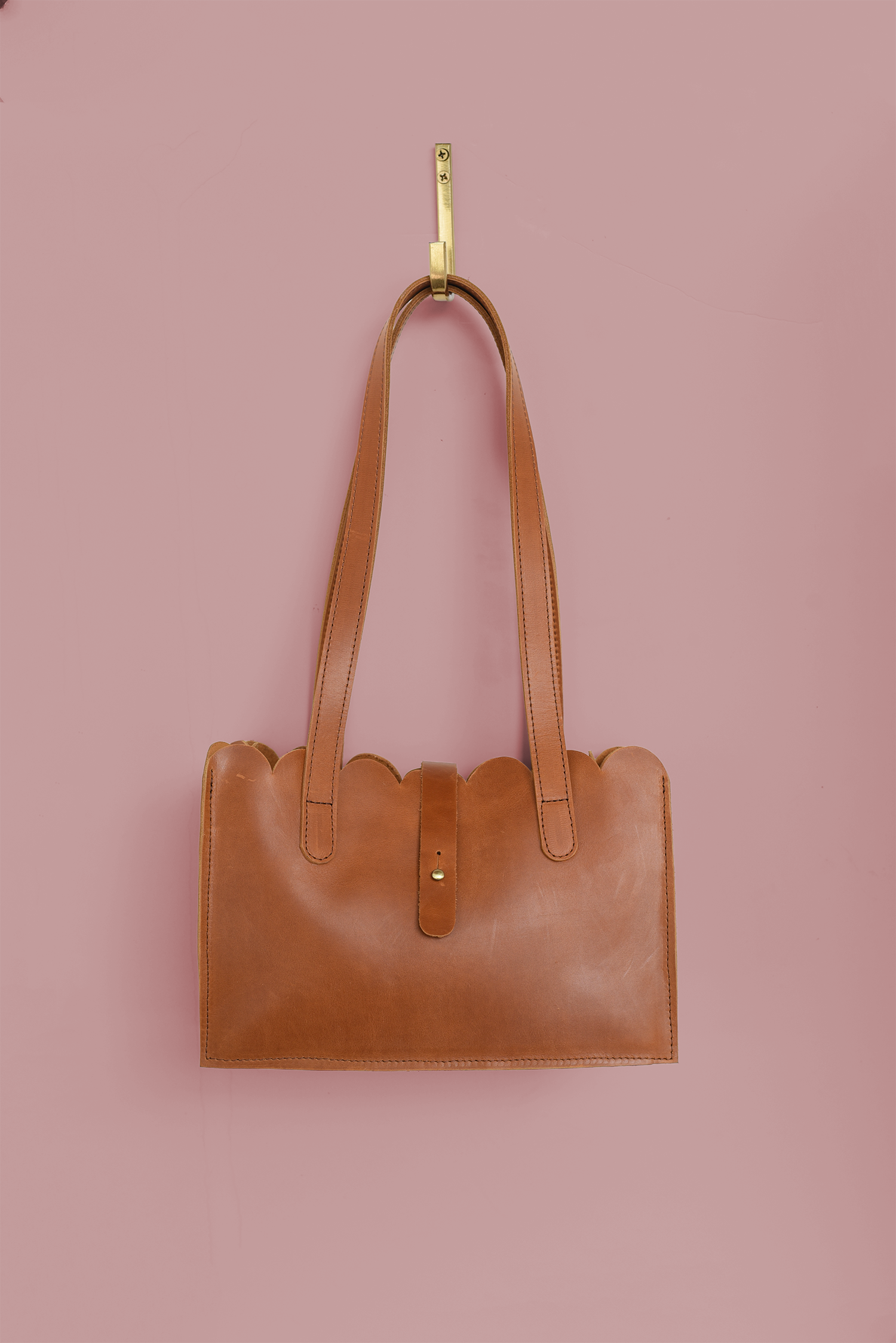 Scalloped Convertible Midsized Handbag