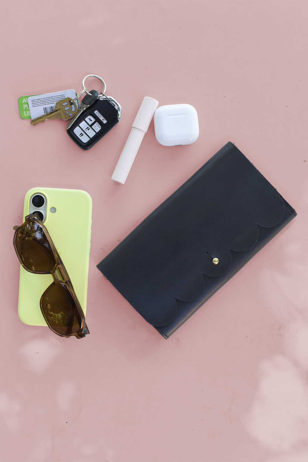 Scalloped Fold Over Leather Wallet