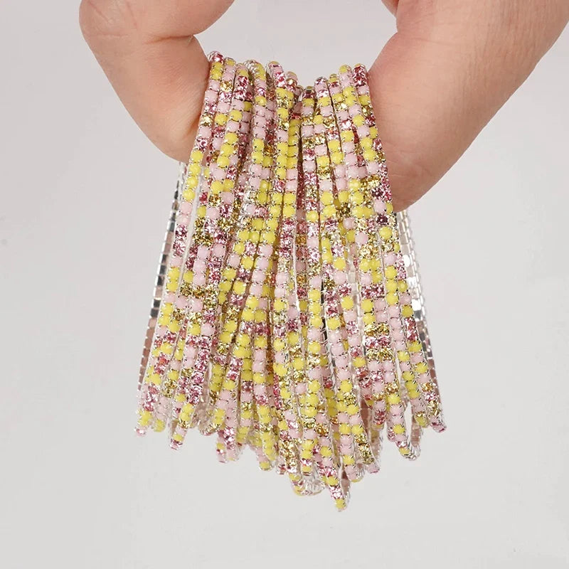 5pcs Fashion Colorful Acrylic Crystal Rhinestone Elastic Bracelet for