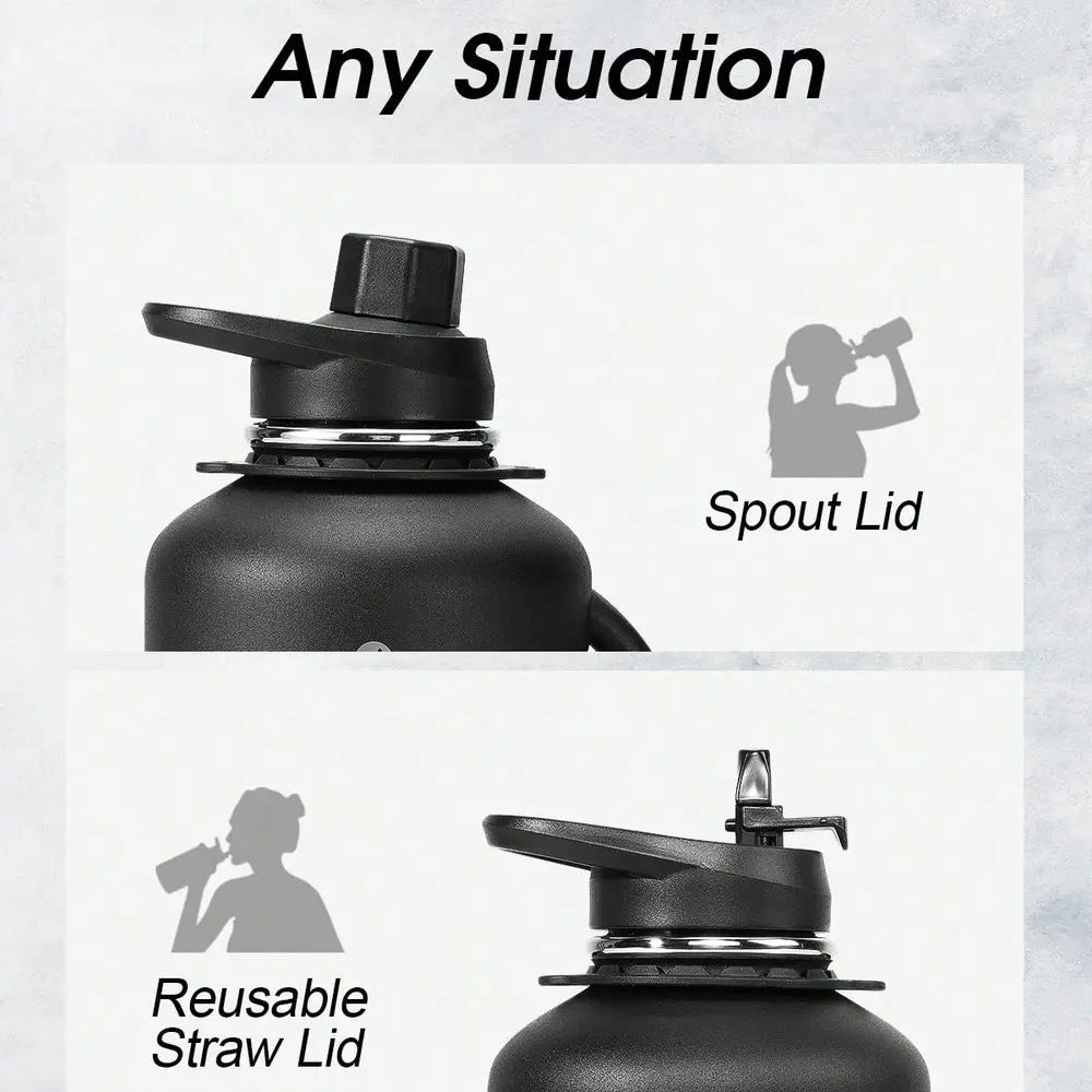 Insulated Stainless Steel Water Bottle With Handle And Strap