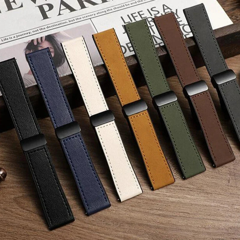 Garmin 18/20/22mm Quick Release Leather and Silicone Magnetic Band