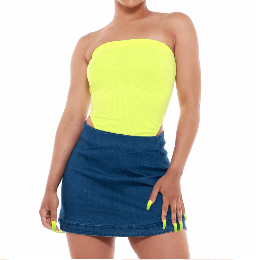 Ribbed High Cut Strapless Bodysuit - {2 colors available}
