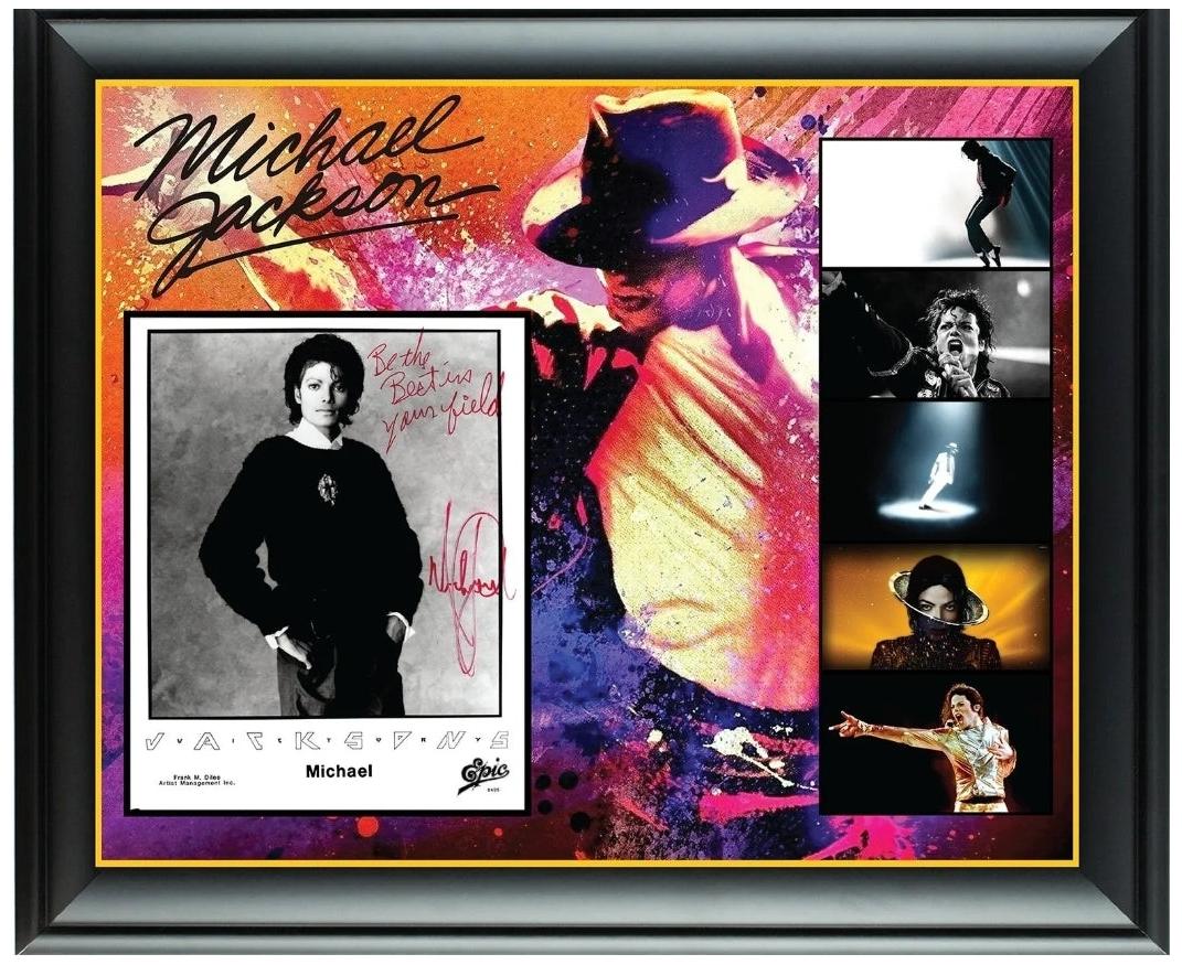 Michael Jackson Autographed Photo Display w  "Be the Best in your field" ACOA