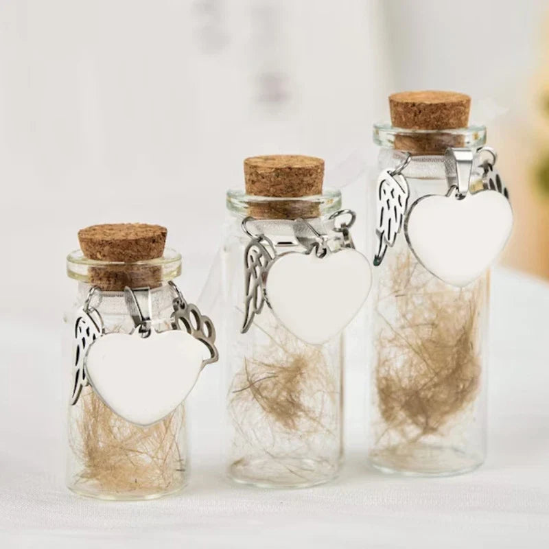 Pet Memorial Bottle for Pet Hair | Dog Cat Fur Keepsake with Silver Accessories