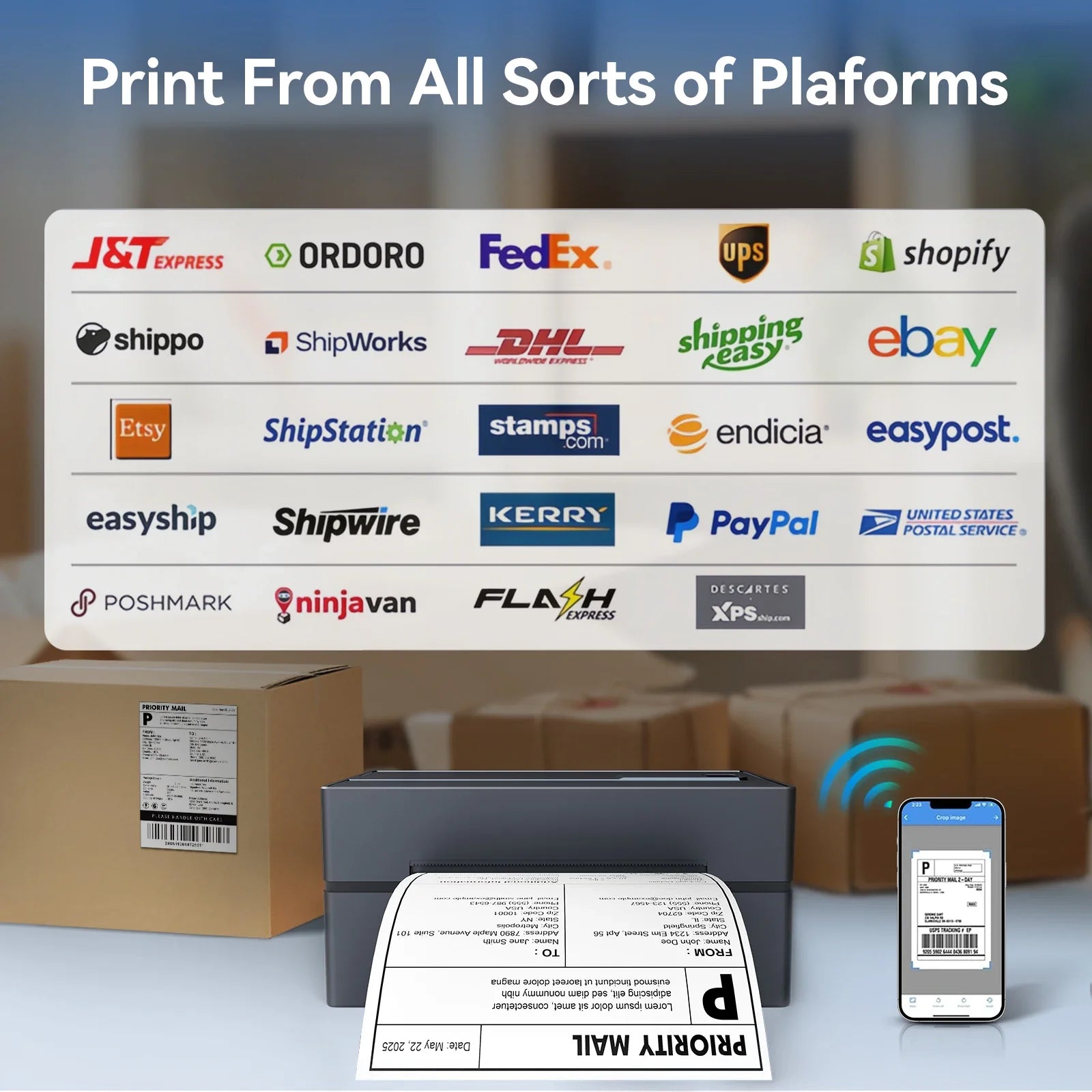 TakeYou Thermal Label Printer Portable No Ink USB Bluetooth 203DPI