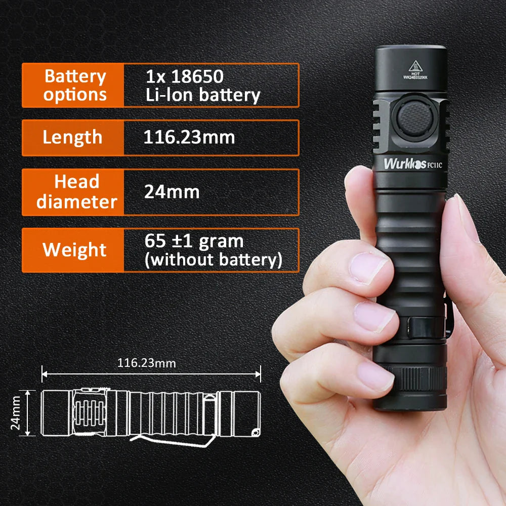 Wurkkos FC11C Flashlight Mountaineering Edition USB Type C Charging