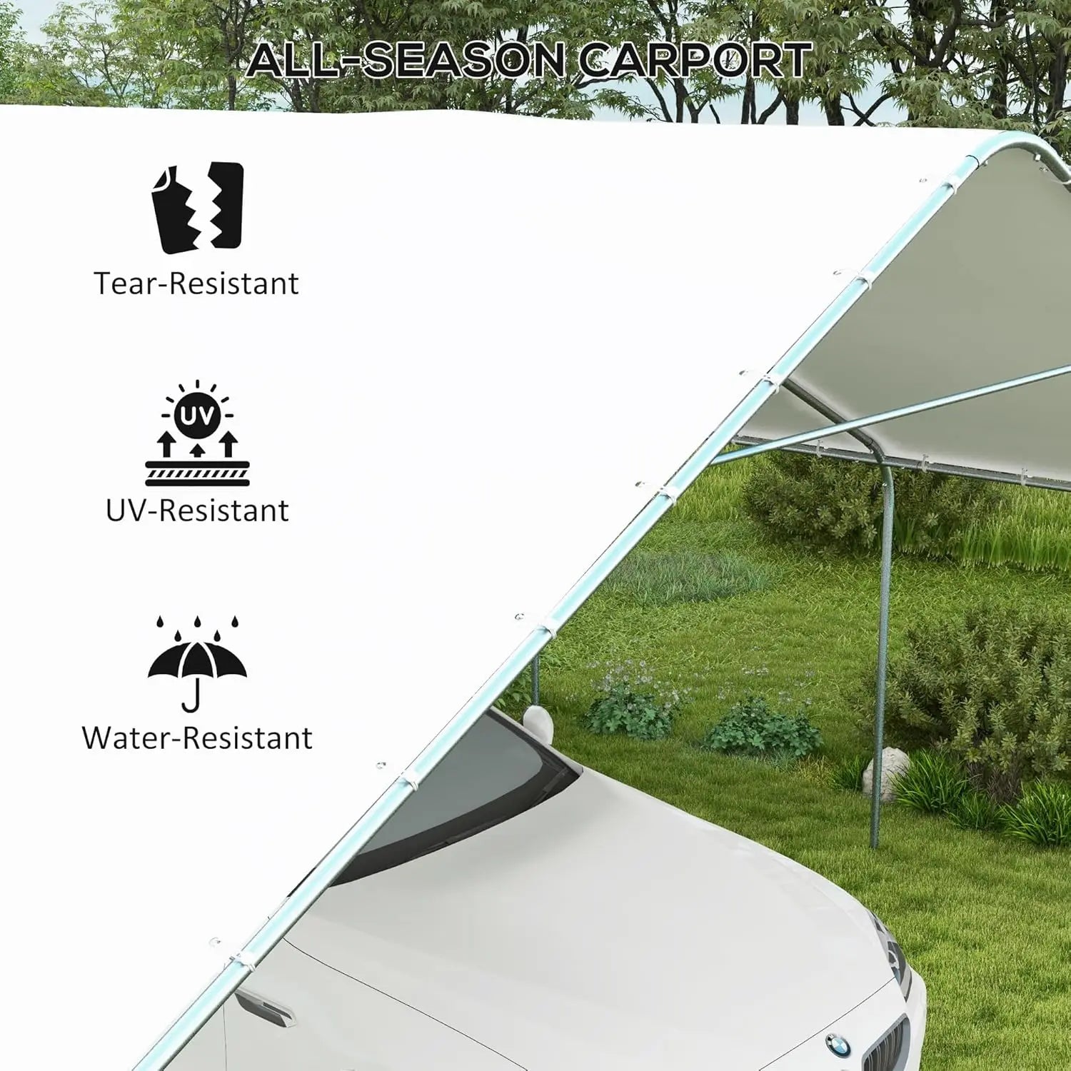 Heavy Duty Carport Canopy Portable Garage With Galvanized Steel Frame