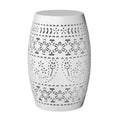 Steel Patio End Table Round Drum Accent For Indoor Outdoor