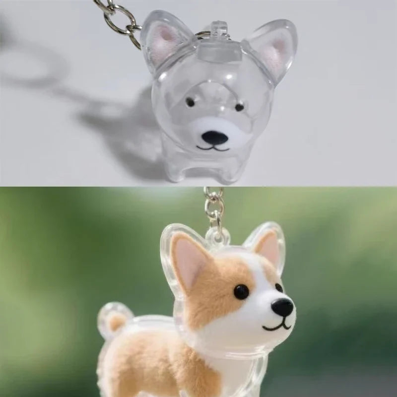 Clear Puppy Hair Memorial Keychain | Pet Fur Keepsake Capsule DIY Pendant