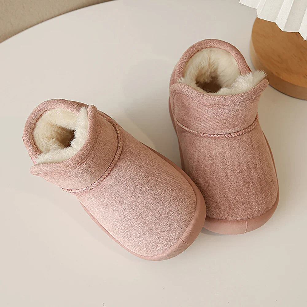 Winter Snow Boots For Children PU Leather Waterproof Kid's Plush Boots Thick Warm Cotton Shoes For Kids Boy's Girl's Warm Boots