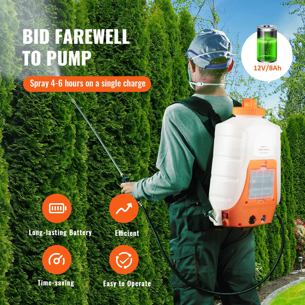SucceBuy Battery Powered Backpack Sprayer With Adjustable Pressure Nozzles